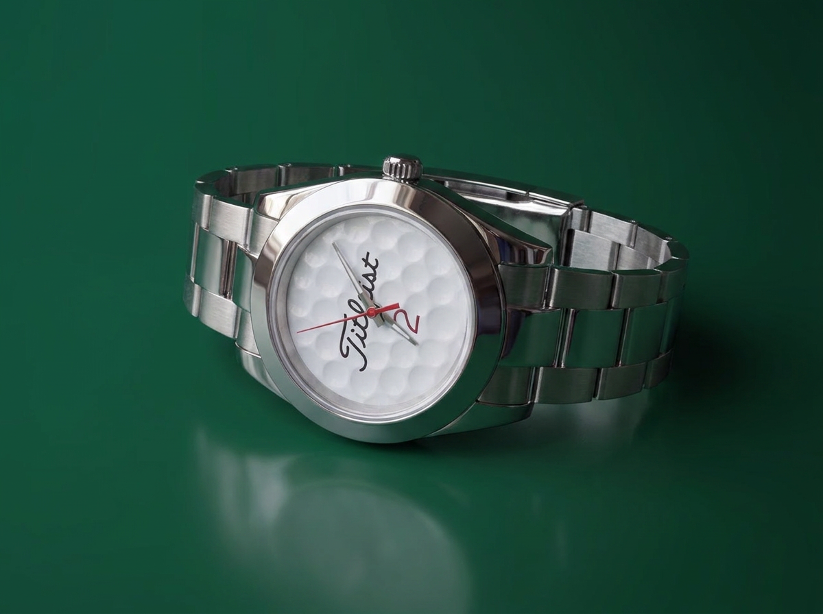 Three-quarter studio view of the polished stainless steel case